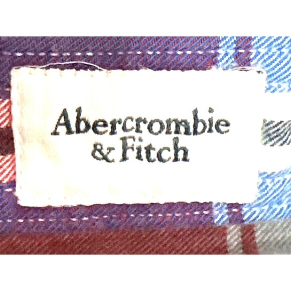 Abercrombie Fitch Mens Large Red Plaid Muscle Shirt Cotton Long Sleeve - Picture 9 of 12
